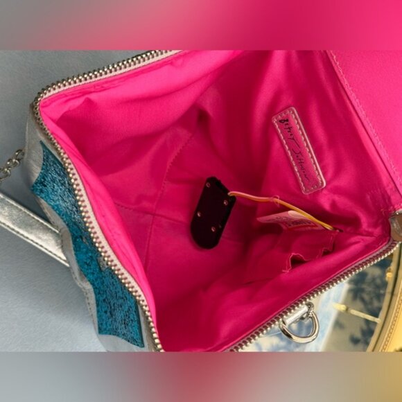 🆕 BETSEY JOHNSON 🧿 NWOT Mazel Light Up Dreidel Crossbody - Blue Glitter Kitsch - Picture 9 of 16